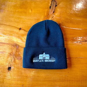 Black Knit Flip Toque with Embroidered Logo