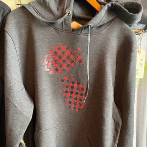 Festive Grey Hoodies with Hop Cones in Buffalo Plaid