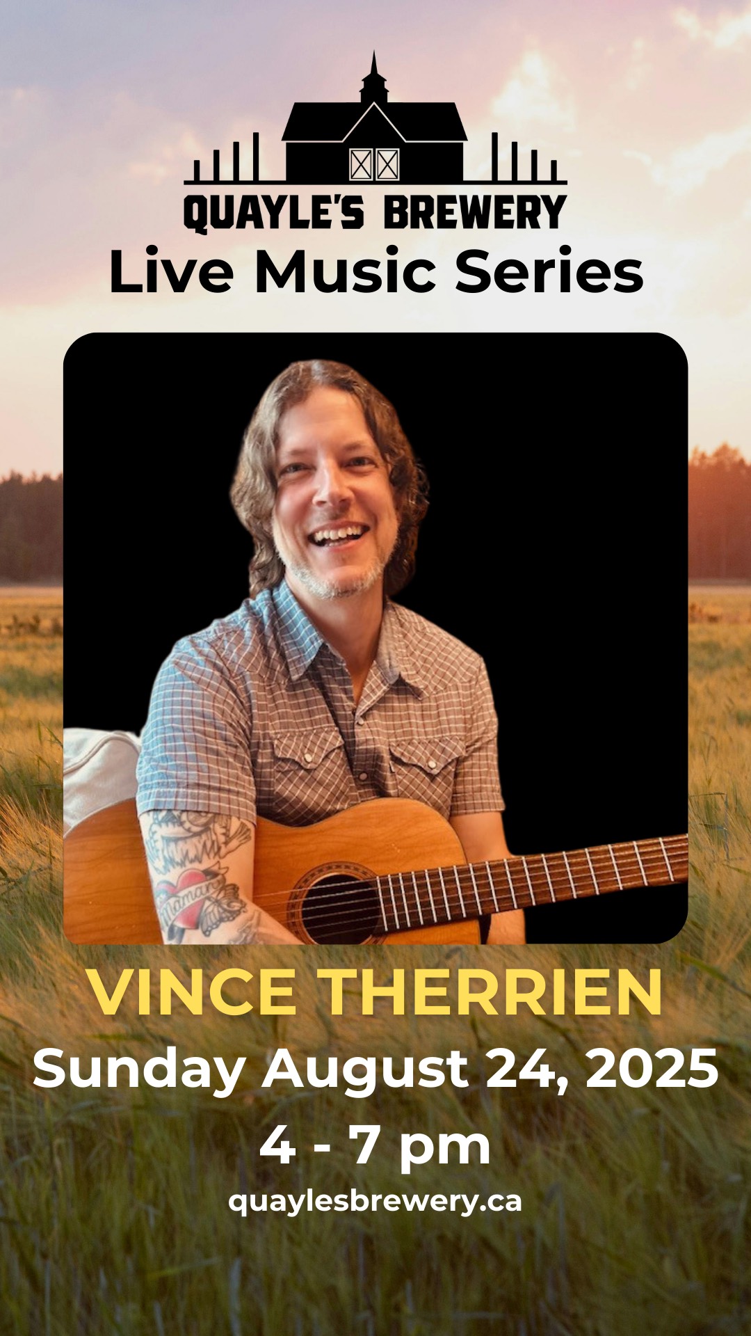 Aug 24 – Vince Therrien – 4 – 7 pm – 1