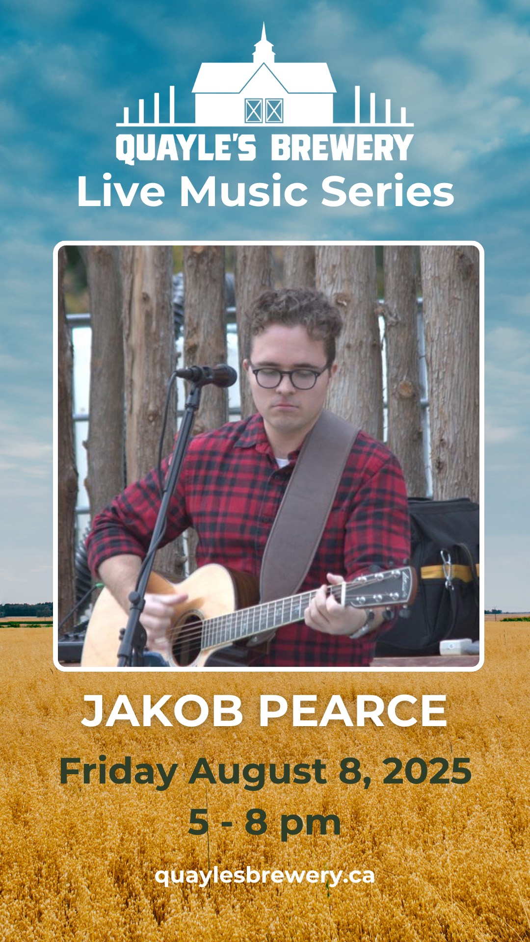 August 8 – Jakob Pearce – 5 to 8 pm – 1